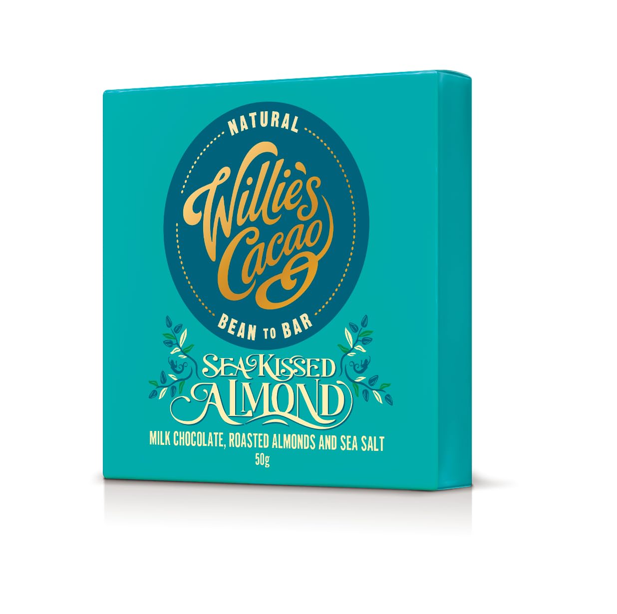 Willie's Cacao Bar - Sea Kissed Almond - Milk Chocolate with Roasted Almonds and Cornish Salt - 50g - Artisan made