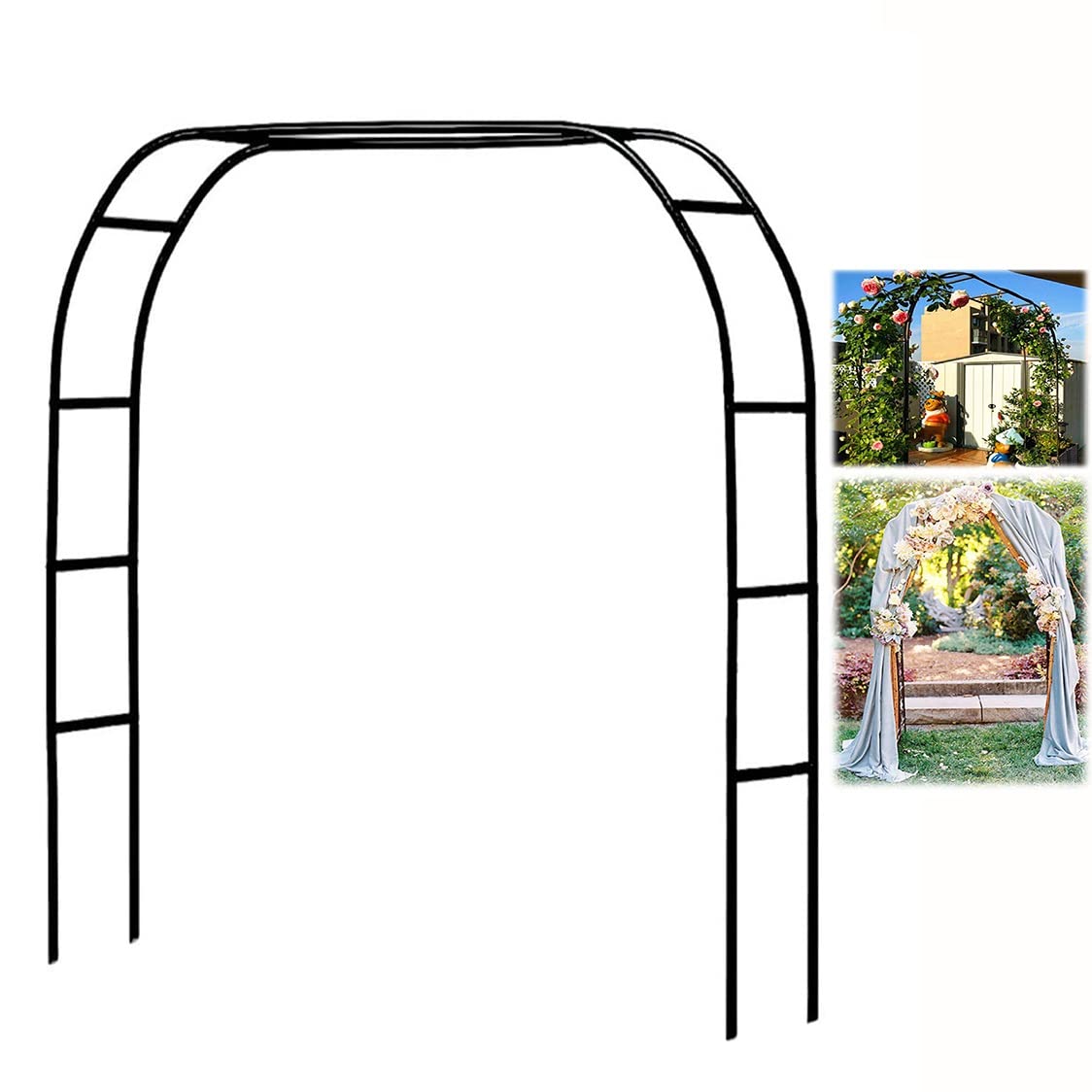 Metal Garden Arbor for Various Climbing Plants - Extra Tall Black Archway with Bases, Perfect for Weddings, Pergolas, and Grape Vines Trellis