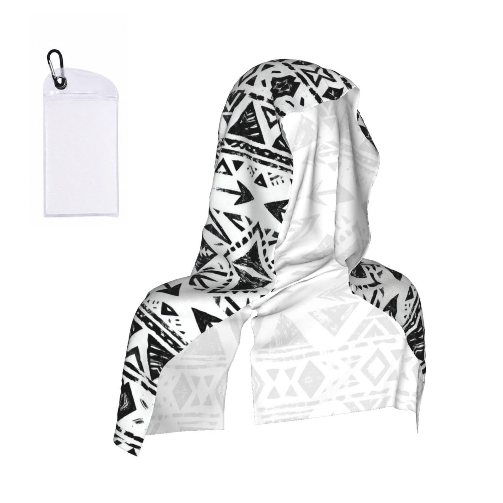 CNTDBU Tribal Arrow Print Cooling Towel Hooded-Instant Chill Neck Cover for Sports, UV Cooling Rag for Running Gym