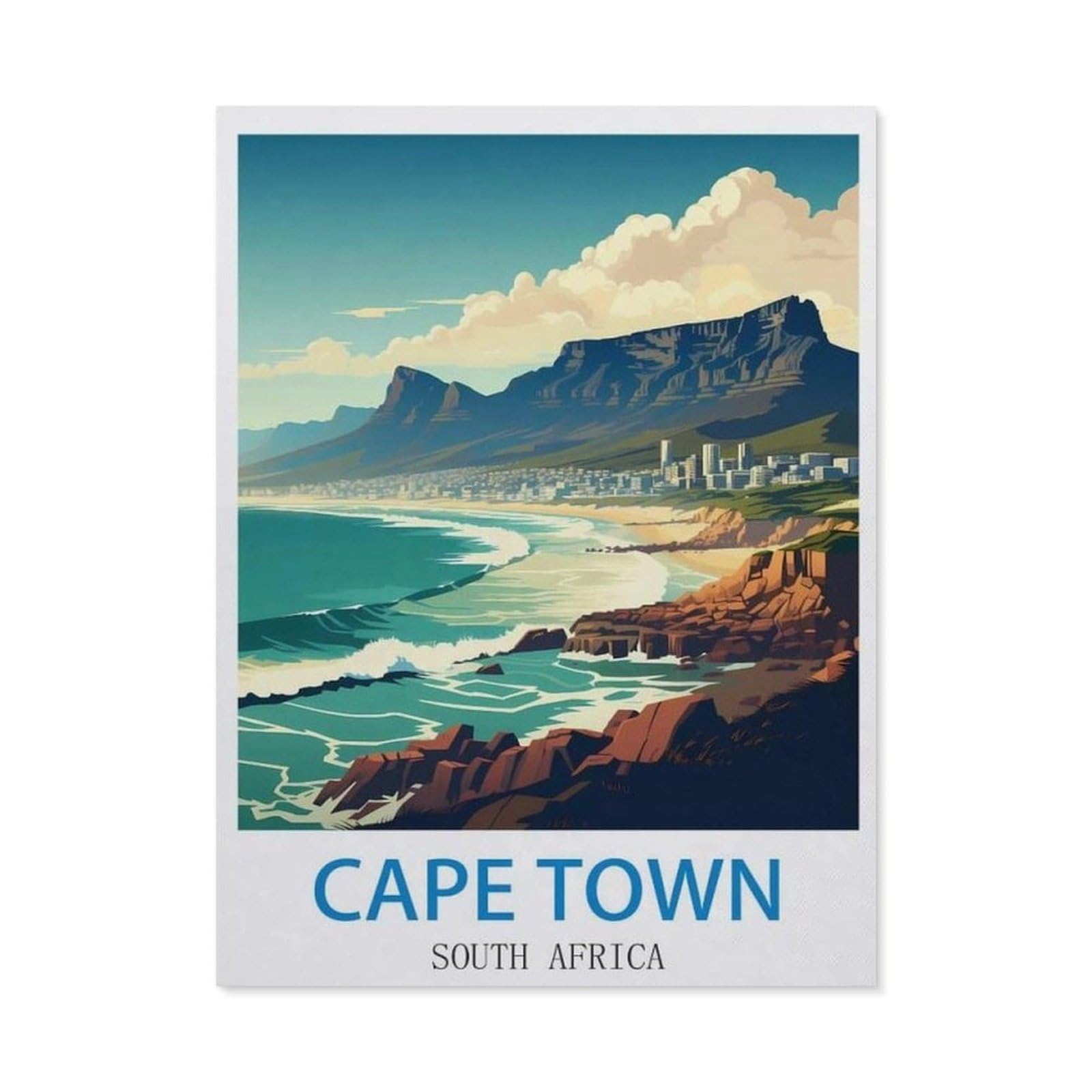 BEAYODKP Diamond Painting，Cape Town South Africa，Full Round Diamond Embroidery Kits Cross Stitch Crystal Rhinestone Pictures Arts Craft Home Wall Decoration（30 x 40 cm/11.81 x 15.74 inches）-CJ72