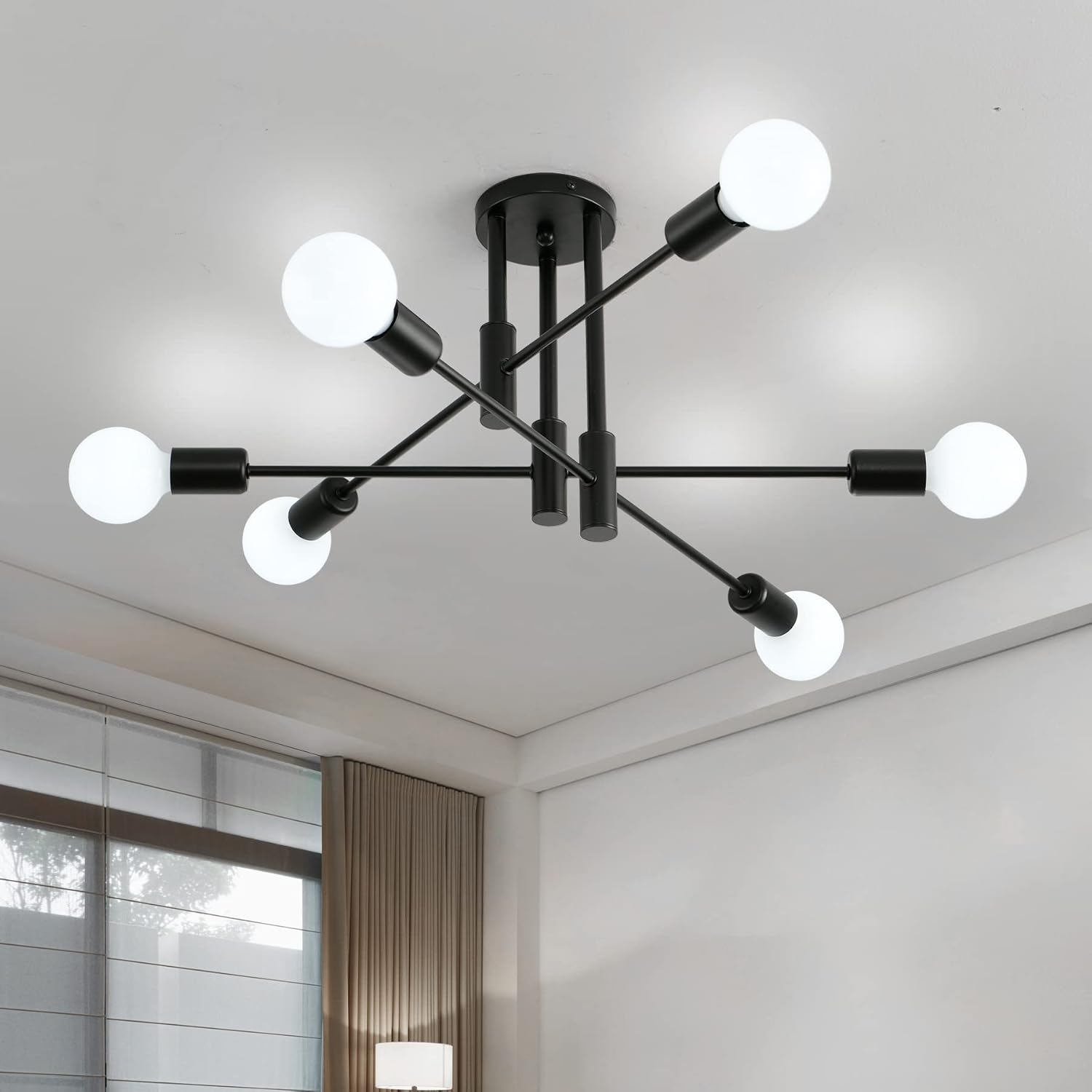 AOLALA Black Ceiling Lights Chandelier 6 Lights Light Fittings Ceilings