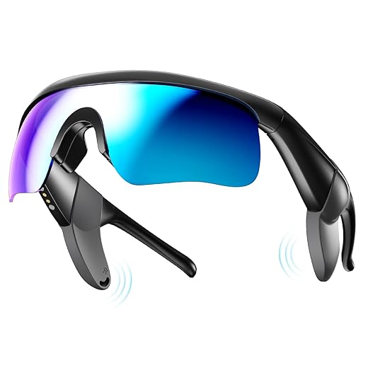 Bluetooth Sunglasses for Men & Women,UV400 Polarized Sports Glasses with HD Open-Ear Speakers,Voice Assistant and Detachable Sound Tubes for Cycling Golf Running Driving