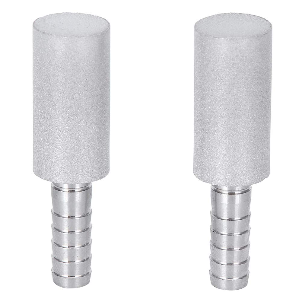 2Pcs 0.5μm Acero Inoxidable Piedra de aireación Piedra de difusión Piedra de aireación de Acero Inoxidable con 1/4 Pulgadas de diámetro Exterior Barb