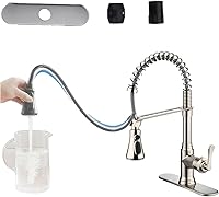 Vista 2 de Kitchen Sink Faucet with Pull Down Sprayer,Brushed Nickel Kitchen Faucet Spring Gooseneck Faucet Pull Out,Single Handle High Arc Kitchen Sink Faucet