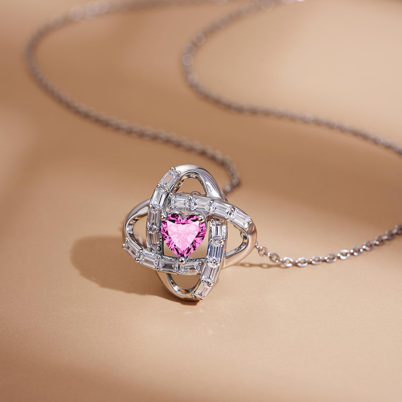 Birthstone Necklace for Women, S925 Sterling Silver Jewelry Gifts, White Gold Plated Love Knot Pendant, Anniversary Birthday Vanlentine Day's Gifts for Grandma, Wife, Mom and Sister - Image 5