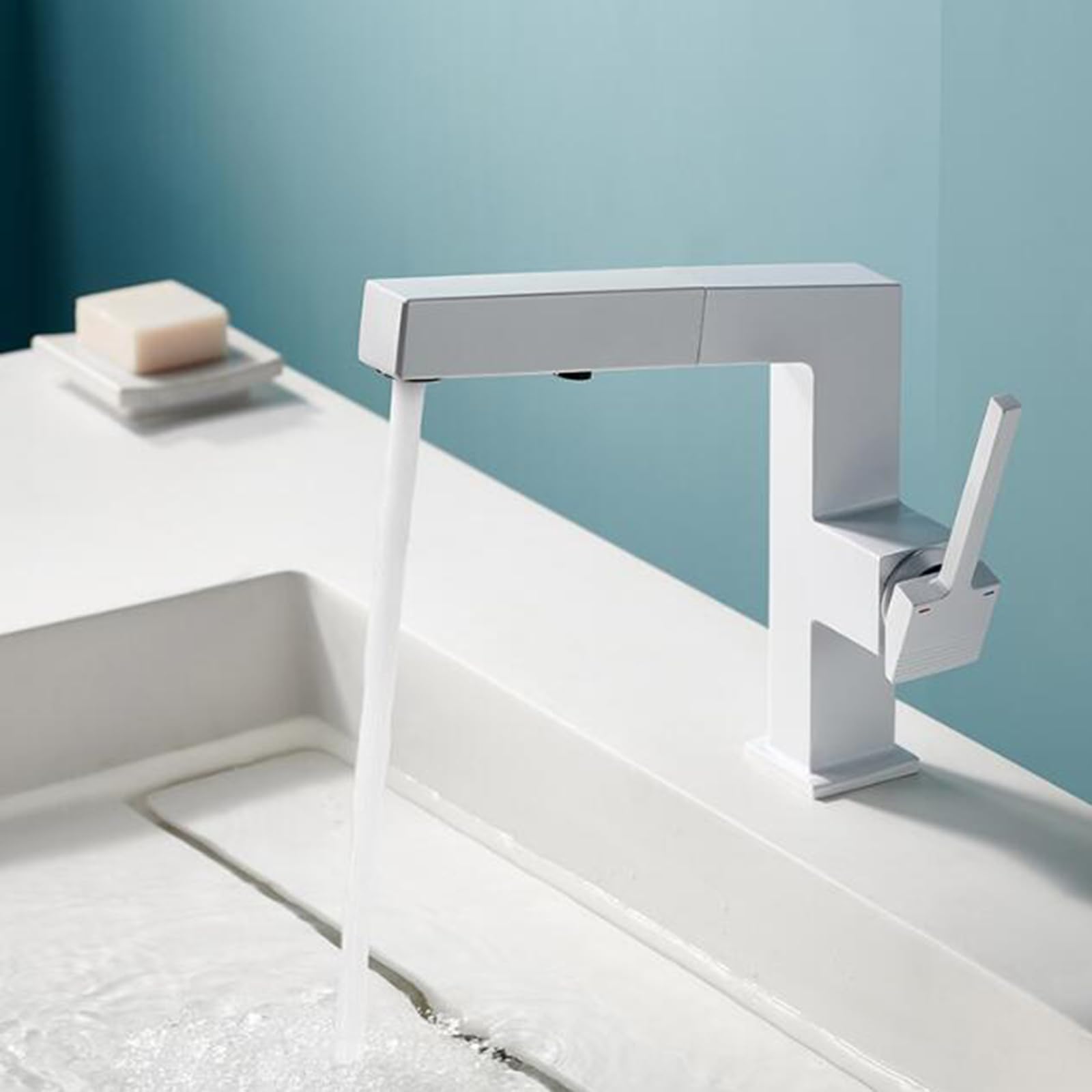 Grifo para Lavabo de baño con rociador extraíble, Grifo Monomando de latón para baño con Agua fría y Caliente y Modo Ducha, Cromado