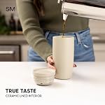 Simple Modern Voyage tasse de café Tumbler avec 360° Coussin en céramique Isolé acier inoxydable Brew froid Coupe à café glacé 16oz | Crème Terrazzo