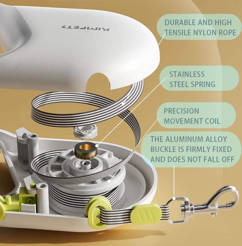 Miniatura 2 de Retractable Dog Leash - No Tangle Design, 16FT Reflective Rope Body, One-Handed Brake & Lock, Perfect for Walks, Outdoor Adventures & Gift (White)