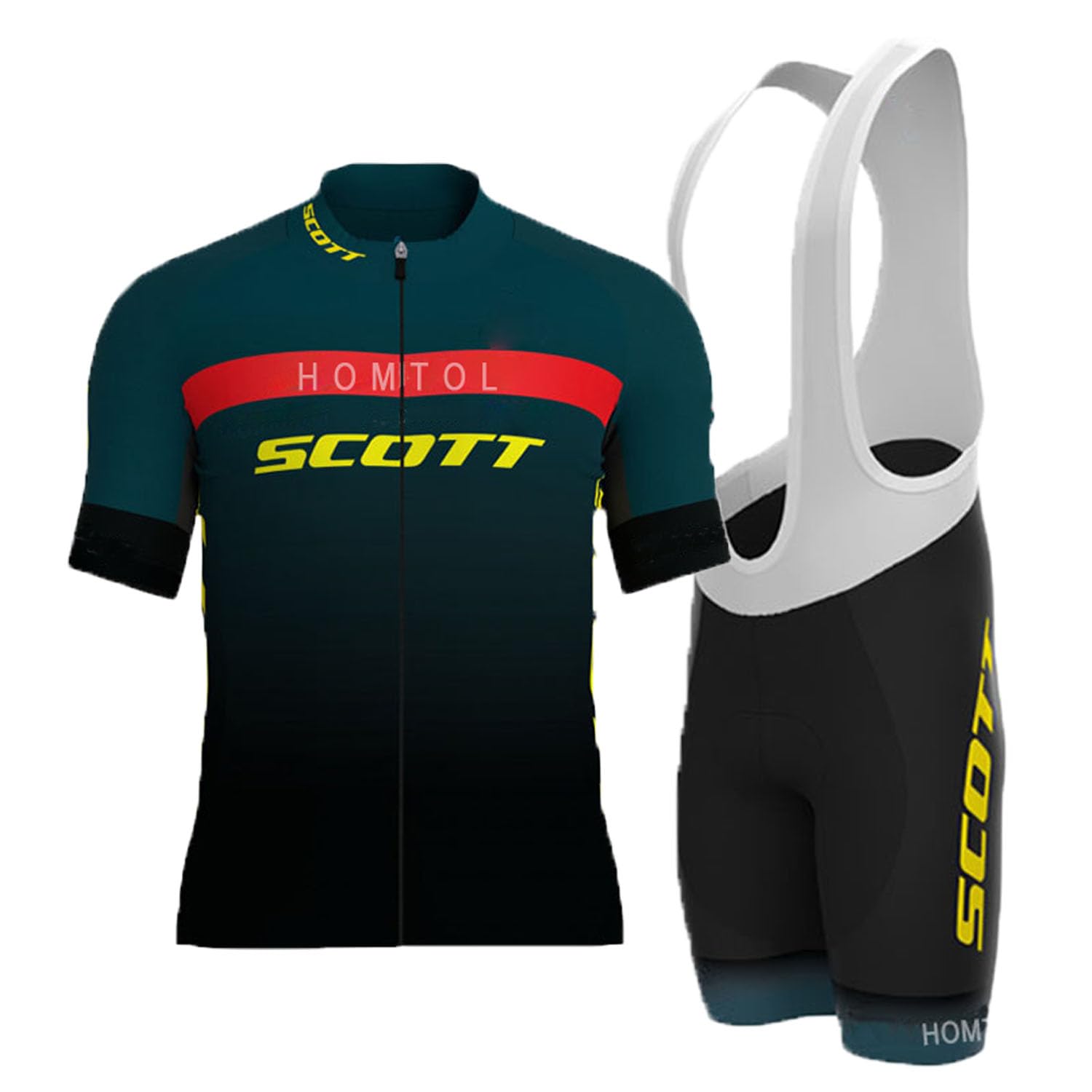 HOMTOL Herren Fahrradbekleidung Kurzarm MTB Radsportanzüge Radhose Radtrikots mit 3D-Gel-gepolsterten Shorts