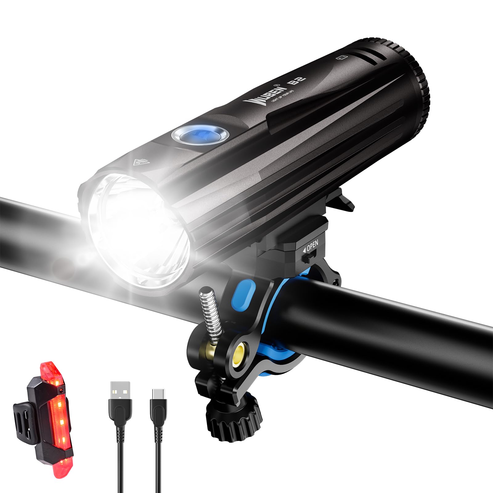 Amazon.co.jp: WUBEN B2 Type C 充電式自転車ライト 1300ルーメン LED 