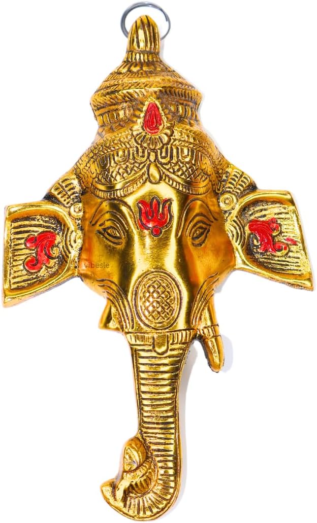 Big Size Ganesh Wall Hanging, Home Diwali Decor, Gate Decoration, Ganesha Golden Colour 8 Inch Height
