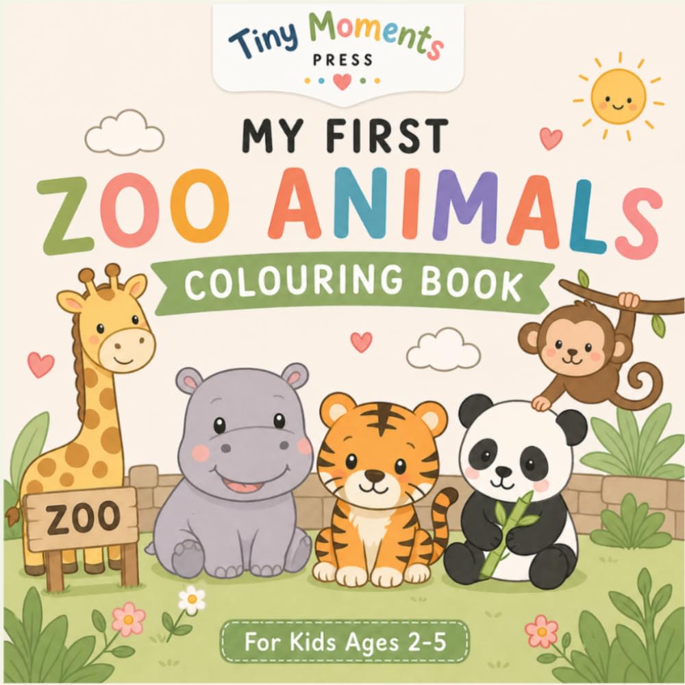 My First Zoo Animals Colouring Book: Cute and Simple Zoo Animals for Toddlers Ages 2-5 (Tiny Moments First Colouring Books)