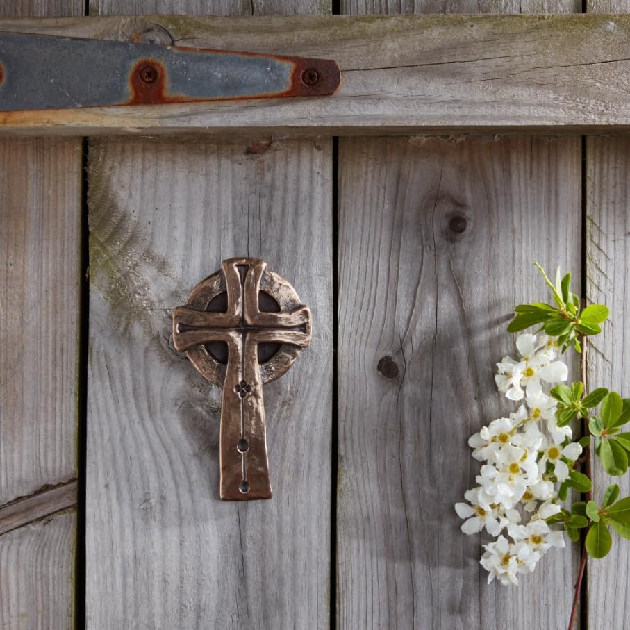 Briomhar Glendalough Large Celtic Cross for Wall - Irish Cross Resin Cast in Bronze Coating Made in Ireland