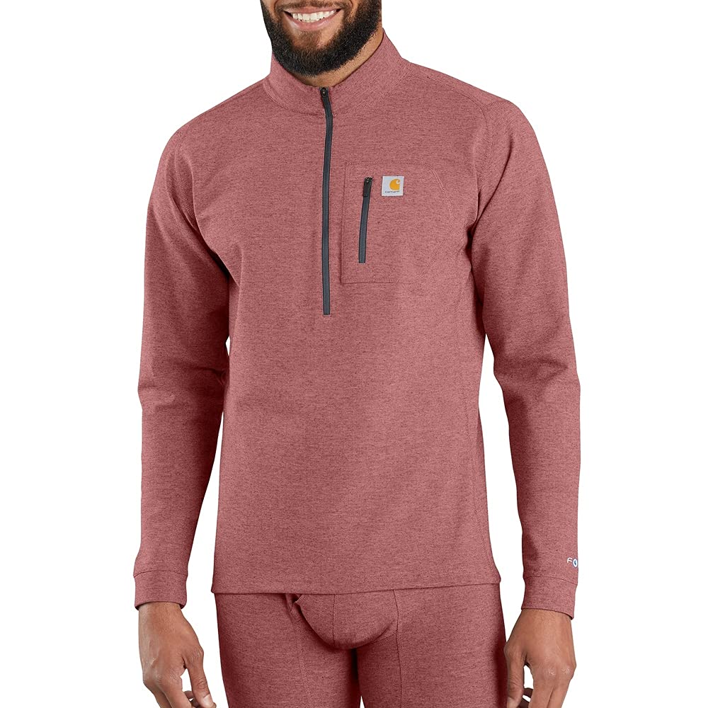 Carhartt Men's Base Force Heavyweight Quarter-Zip Layer Top, Fired Brick Heather, XXXXL