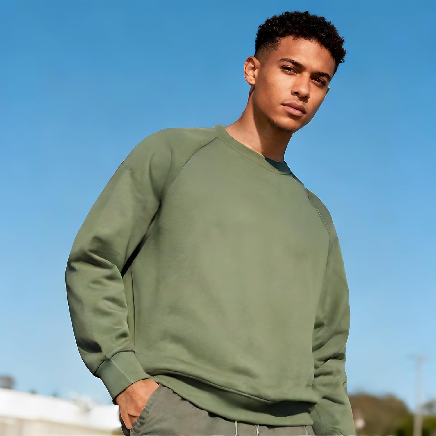 MagnaMan Crewneck Sweatshirt For Men - Long Sleeve Cotton Blend Oversized Crewneck Sweatshirt - Image 5