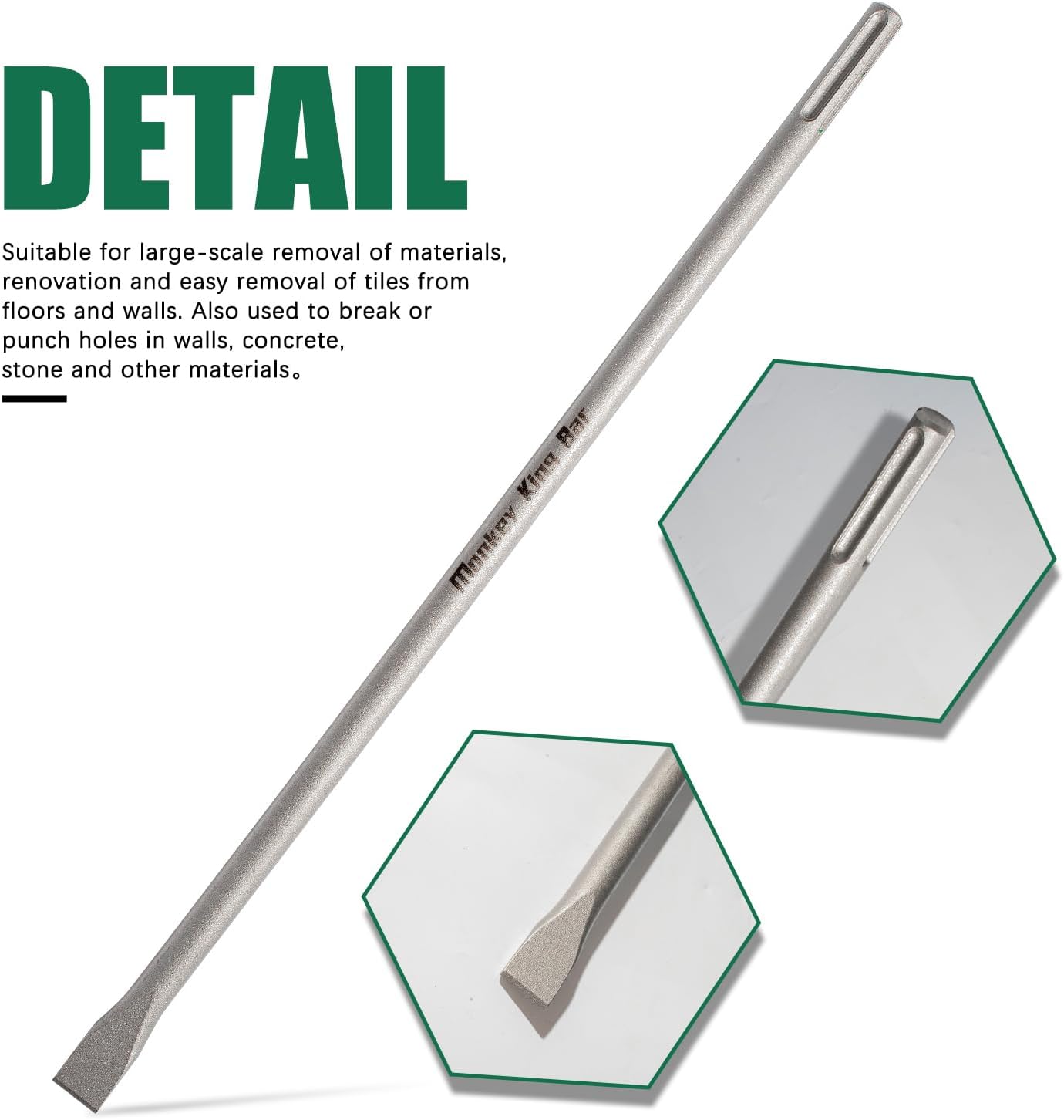 MonkeyKingBar -SDS Max Bits 35" Flat Chisel- Overlength SDS Chisel Bit-Concrete Drill Bits Suitable with All of SDS Max Hammer Drills