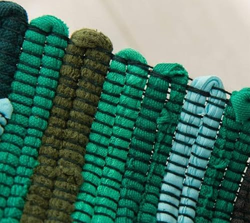 Miniatura 3 de Alfombra de baño de 20.0 x 30.9 in, hecha a mano, reversible, de algodón, diseño de rayas, multicolor