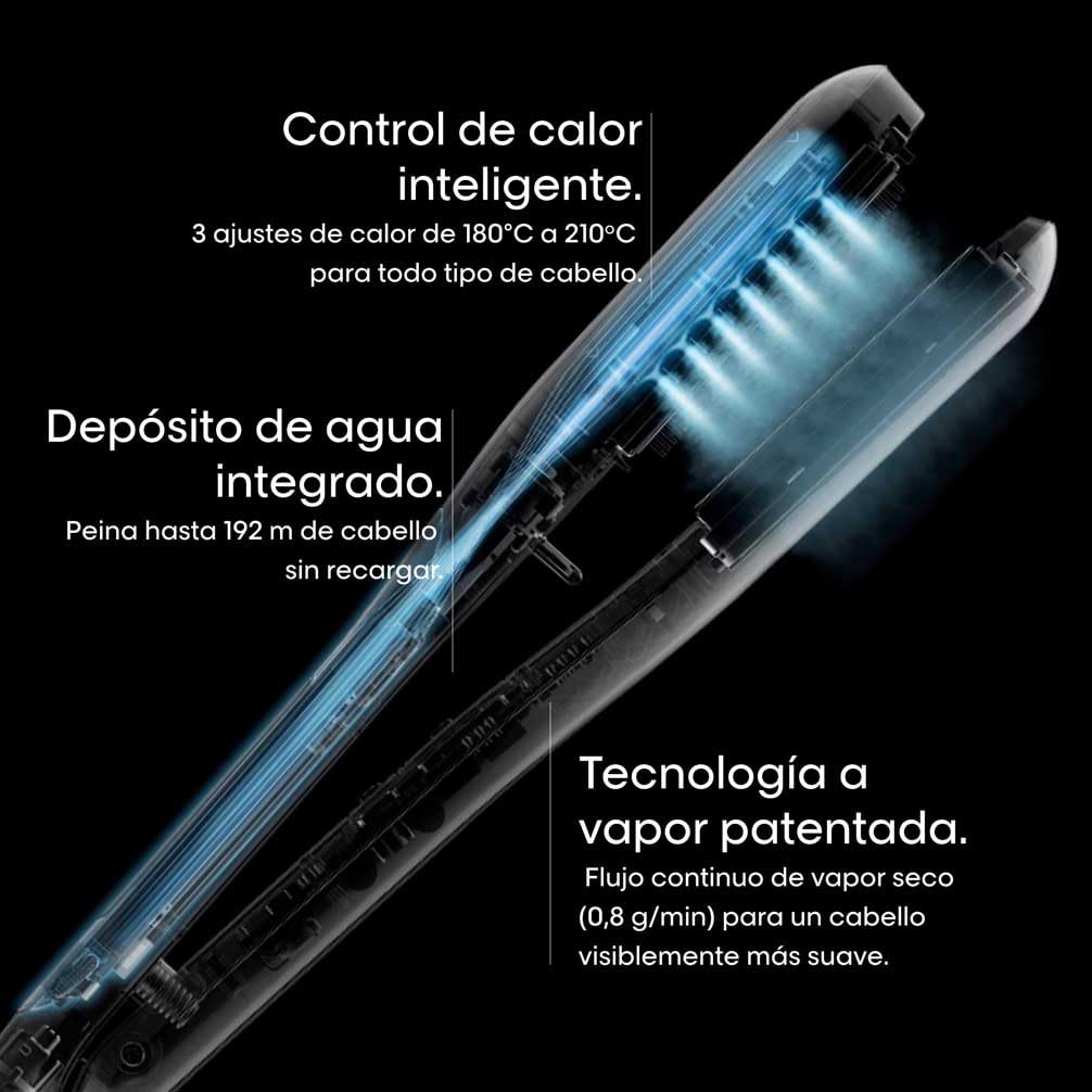 L’Oréal Professionnel, Plancha de Pelo Profesional con Tecnología a Vapor, para un Cabello Liso y Ondas Naturales, Enchufe Europeo, Color Blanco, Steampod