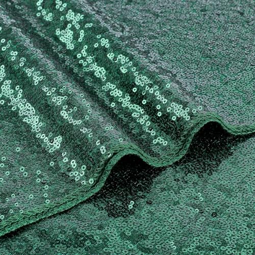 Image of B-COOL Sequin Tablecloth Sparkle Wedding Tablecloths for Round Table Emerald Green Sequence Table Skirts Cloths Christmas St. Patrick's Day Parties 90x132 Inch