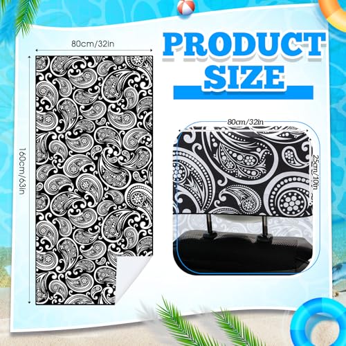 Image of Hahafelt 2 Pack Car Seat Towel Cover with Storage Bag, Paisley | 63 x 32 in Car Towel Seat Cover Non Slip Waterproof, Gym Workout Swimming Running, Machine Washable Sweat Absorbent Protector