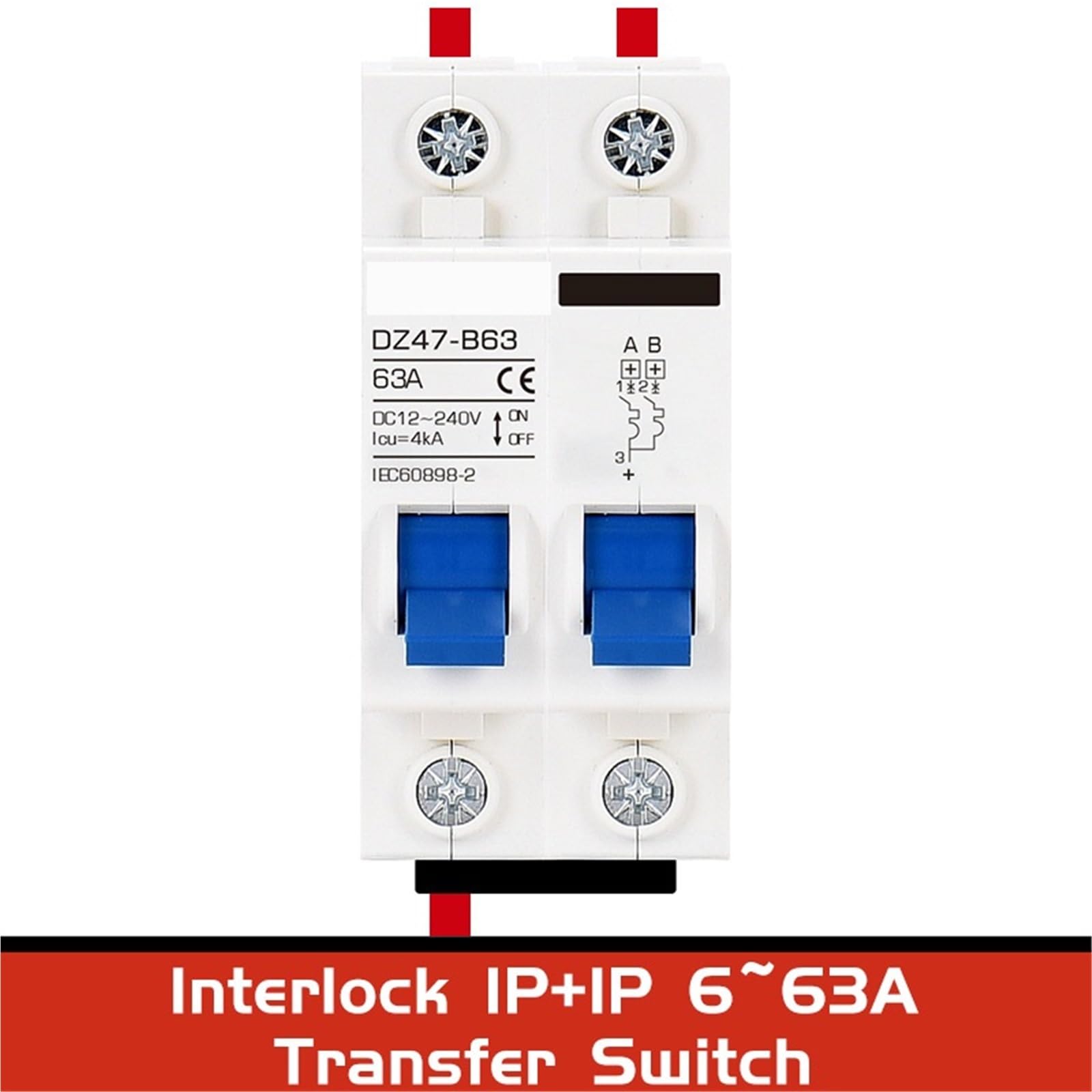 Miniaturowy wyłącznik automatyczny 12 V 24 V DC MCB 2P 125 A 130 A 16 A bezpiecznik resetujący falownik zabezpieczenie akumulatora izolator przełącznik transferu (1P, B16A)