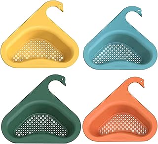 Kitchen Sink Drain Basket，4 Pack Kitchen Sink Drain Basket Swan Drain Rack, Multifunctional Kitchen Triangular Sink Filter Swan Drain Basket for Kitchen Sink Hangs on Faucet Fits All Sink