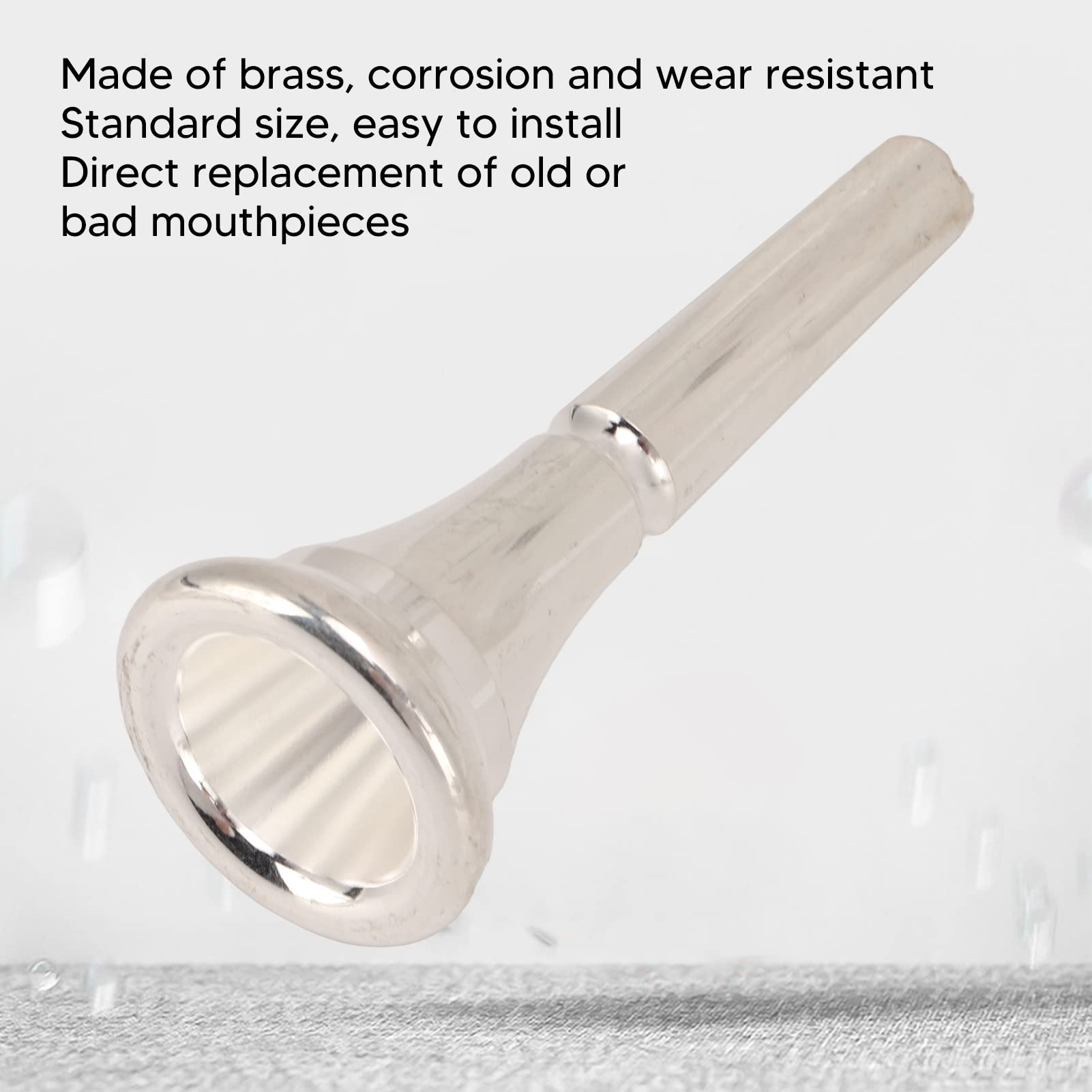 ACAGALA Horn Mouthpiece Replacement Brass French Horn Mouth Wind Instrument Accessories Silver Color