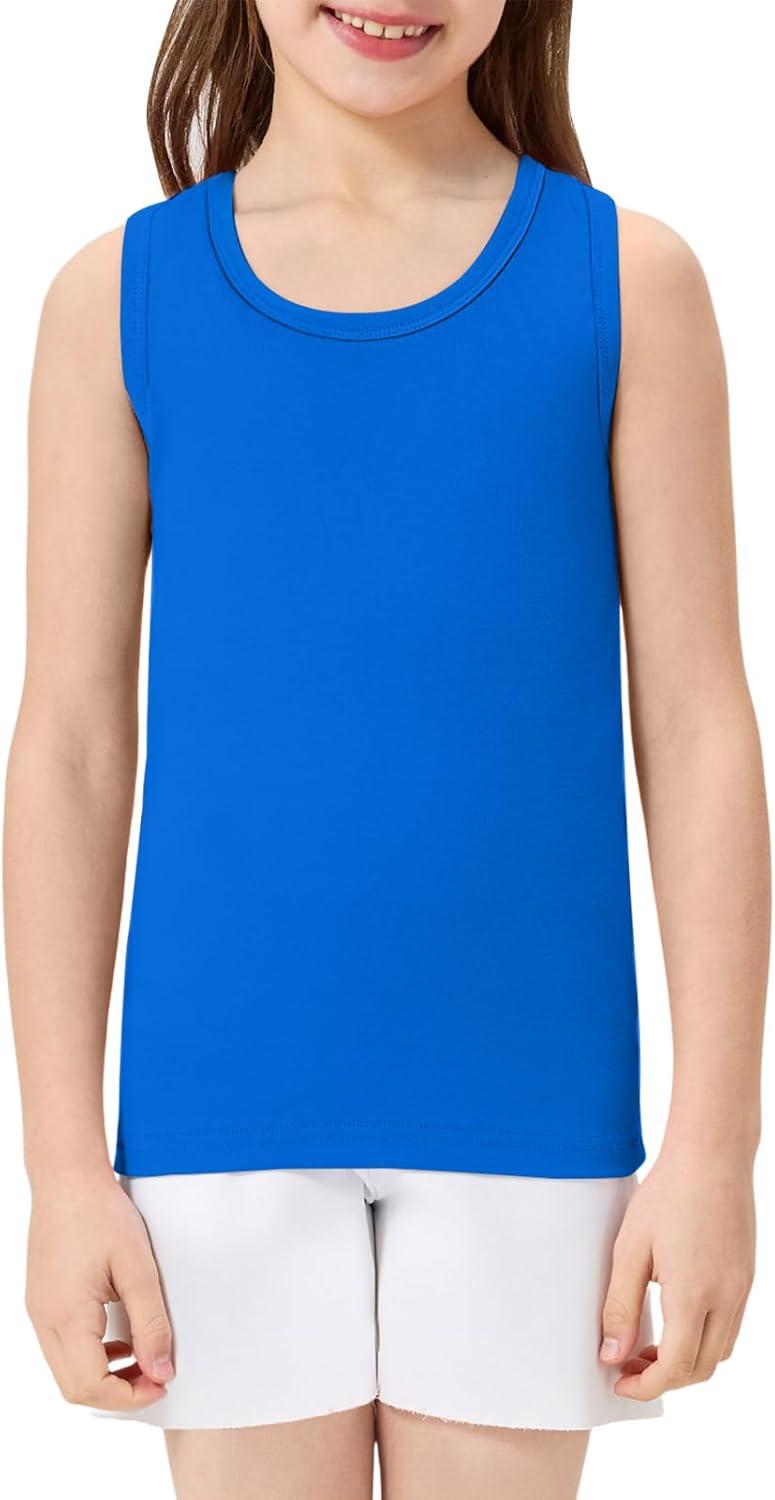 Girls Tank Tops Kids Cotton Sleeveless Undershirts Youth Racerback Tank Tops for Toddler Age 2T-16Y