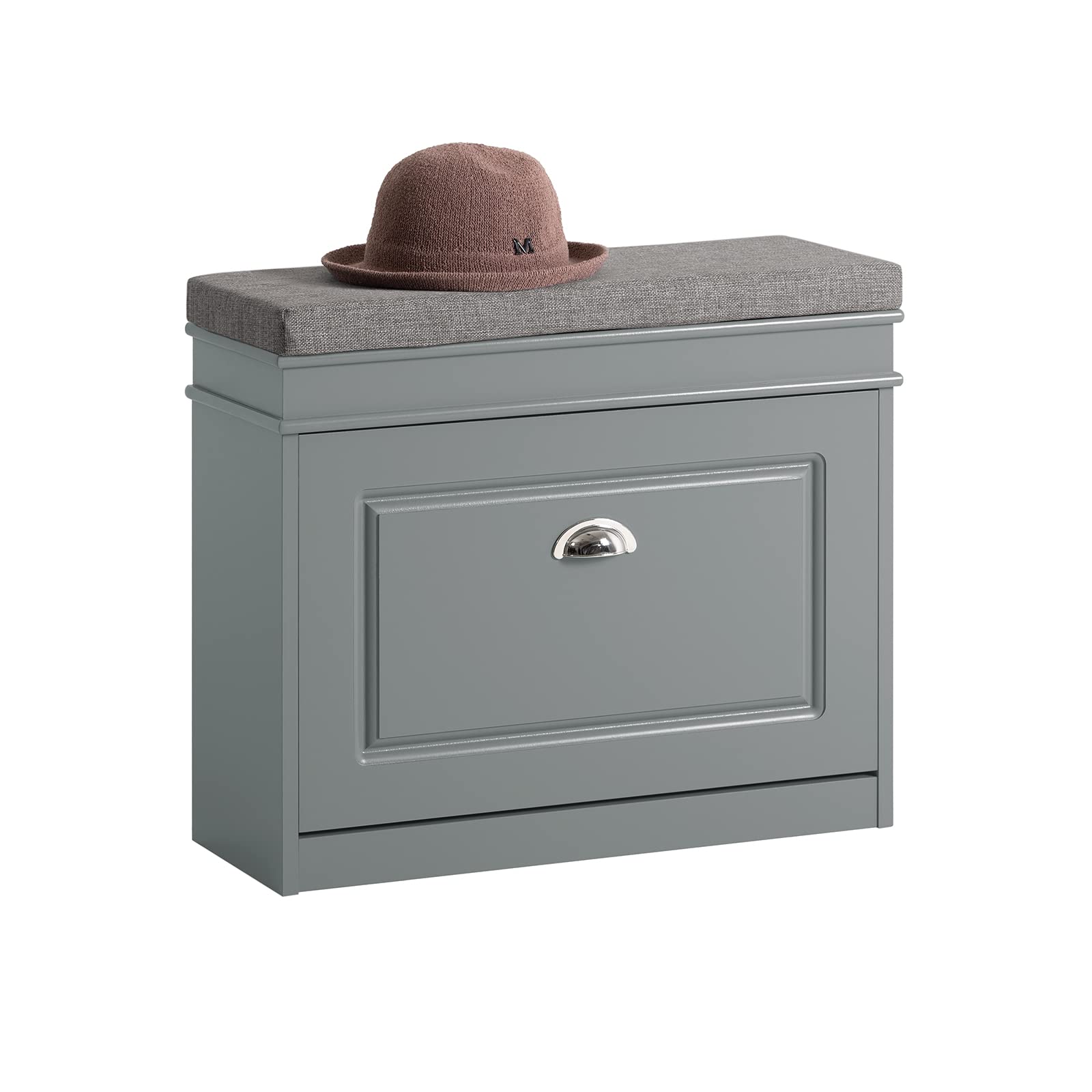 SoBuy Zapatero Entrada Recibidor con Cajón – Banco Zapatero con Asiento y Almacenaje Compacto 60x24x51 cm – Puff para Recibidor, Dormitorio o Salón, Gris 61 x 24 x 51 cm FSR82-​K-​HG