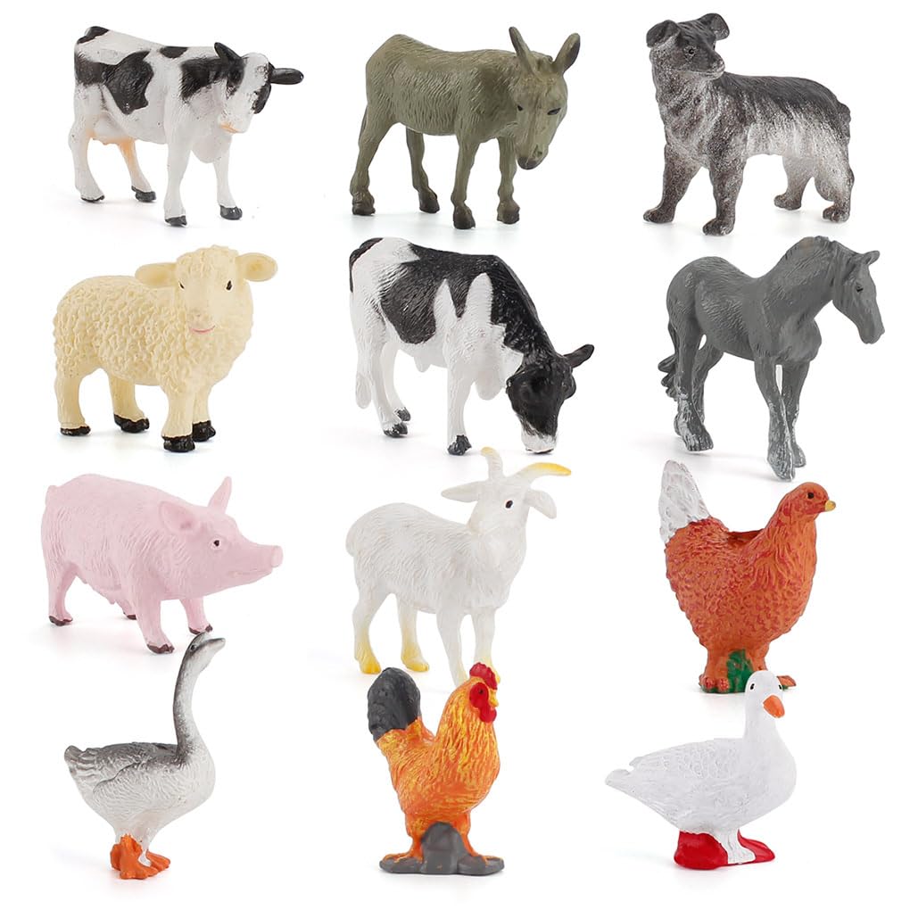 10 Set 12 Stück leichte Bauernhoftiermodelle wasserdichte Ente simulierte Tiere solide kleine Früherziehung Werkzeuge Home Ornament Geschenk
