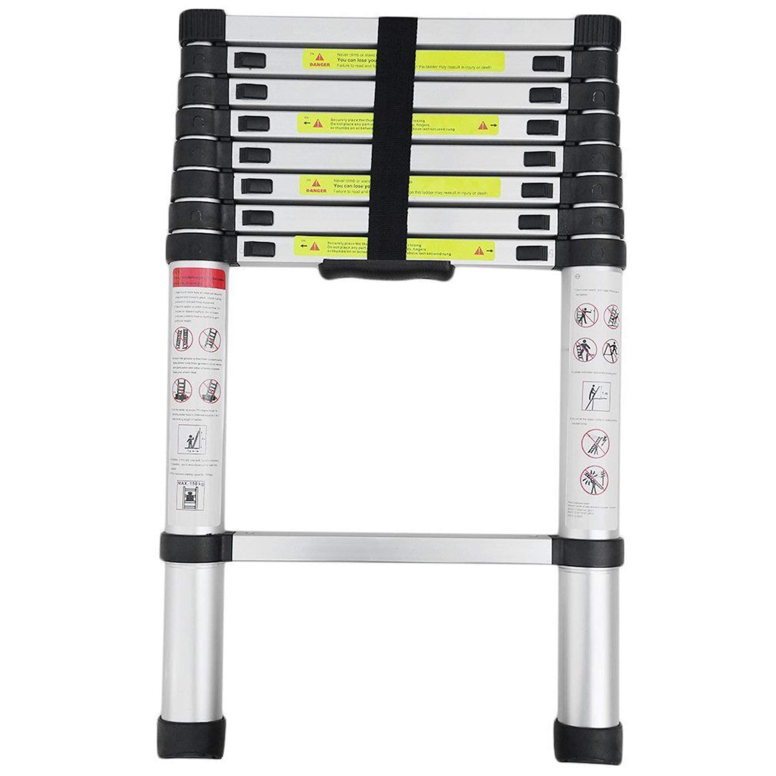 2.6M Extension Ladder Aluminium Folding Step Ladder 8.5Ft Extendable Telescopic Ladders Heavy Duty 150kg Capacity EN131 CE Safety Standard for Office Garden Loft Home