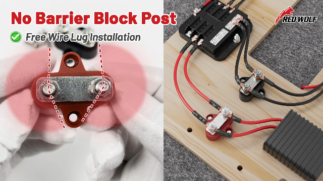 M6 Bus Bar Power Terminal Block Dual 48V, Bus Bar Terminal Block Heavy Duty Positieve Stroomverdeling 2 Studs voor Truck RV Boot Auto
