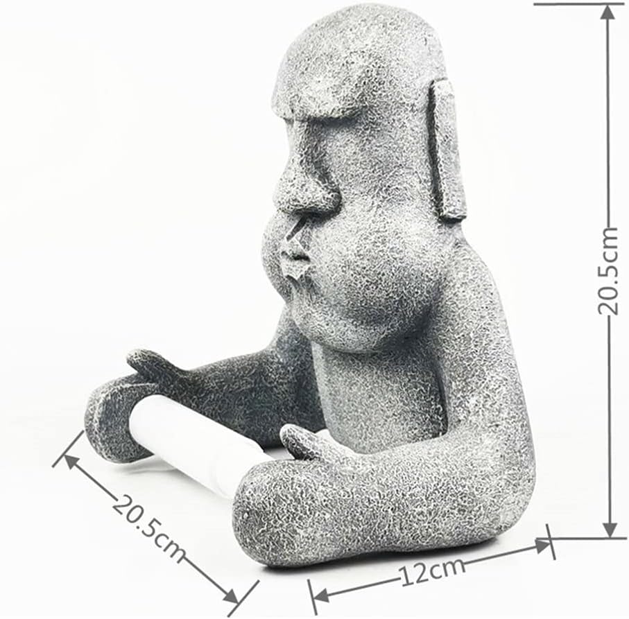 IMIKEYA 1pc Moai Design Wall Mounted Toilet Paper Rack Cute Resin Tissue Holder for Bathroom Decorative Roll Paper Storage Easy to Use Gray Color Unique Home Decor Accent