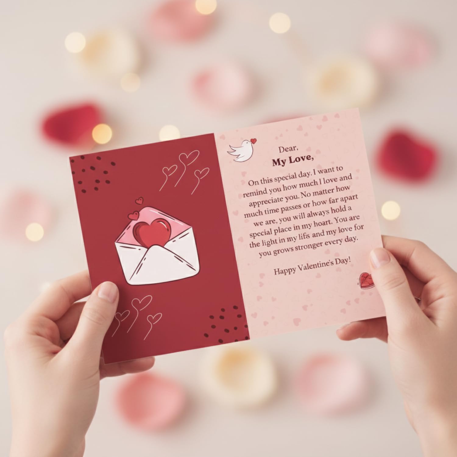 KHUSHA CREATIONS Happy Valentine’s Day Greeting Card for Love | Romantic Folded Card with Sweet Message Inside | Cute Couple Design | Valentine Card for Girlfriend, Boyfriend, Wife, Husband 3