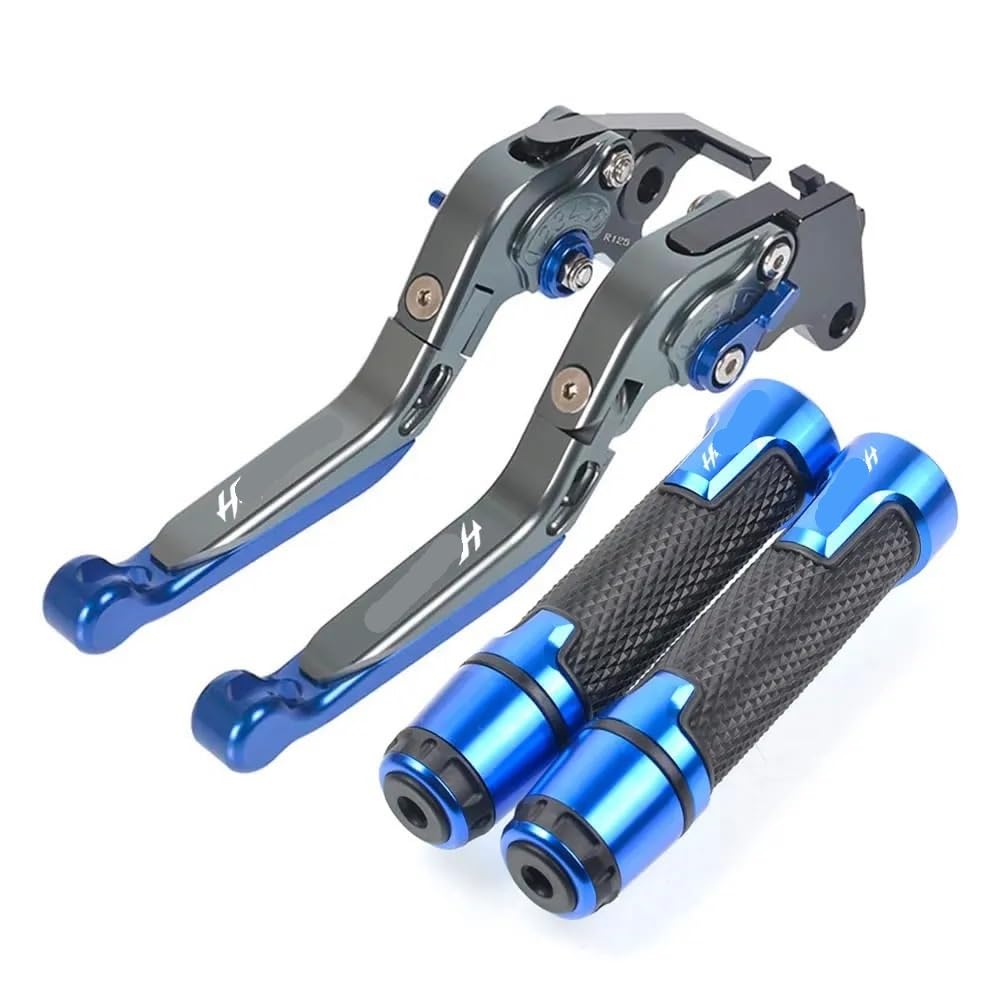Pliqvbn Gray Blue Clutch Brake Shafts Motorcycle Adjustable Brake Clutch Levers Handlebar Grips For For Hayabusa For Gsxr1300 For Gsx1300r 1999-2007