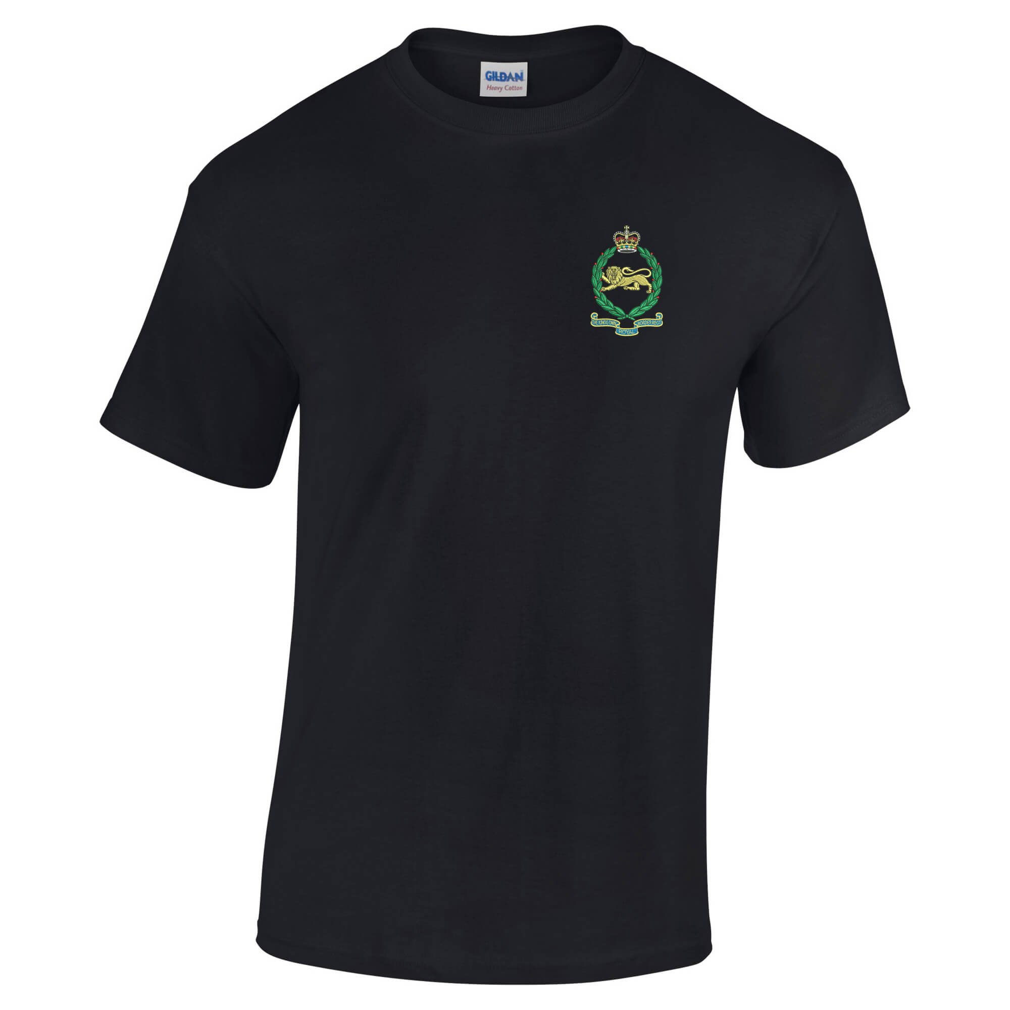 Pineapple Joe's Men's Black King's Own Royal Border Regit Embroidered T-Shirt - Large