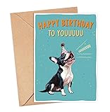 GreenStar Gifts Boston Terrier Dog Card, Birthday Card For Dog Owner, Funny Boston Terrier Dog Birthday Card, Gift For Boston Terrier Dog Lovers, Gift For Dog Moms, Dog Dads, Happy Birthday To Youuuu
