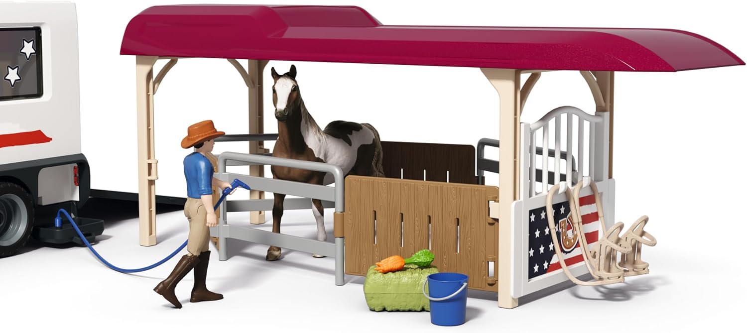 schleich Horse Club | Camion Lakeside con rimorchio 42705 | dai 5 Anni | Set con camion, rimorchio, cavalli, personaggi e accessori | gioco a tema cavalli e regalo per bambini dai 5 anni | set da 11