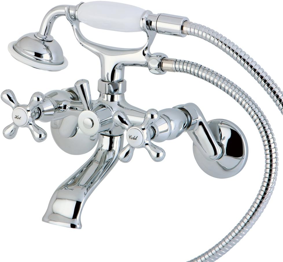 Black Friday 🔥 Nuvo ES2661X Elements of Design Charleston Tub Wall Mount Claw foot Tub Filler with Hand Shower, 3- 5/8, Polished Chrome