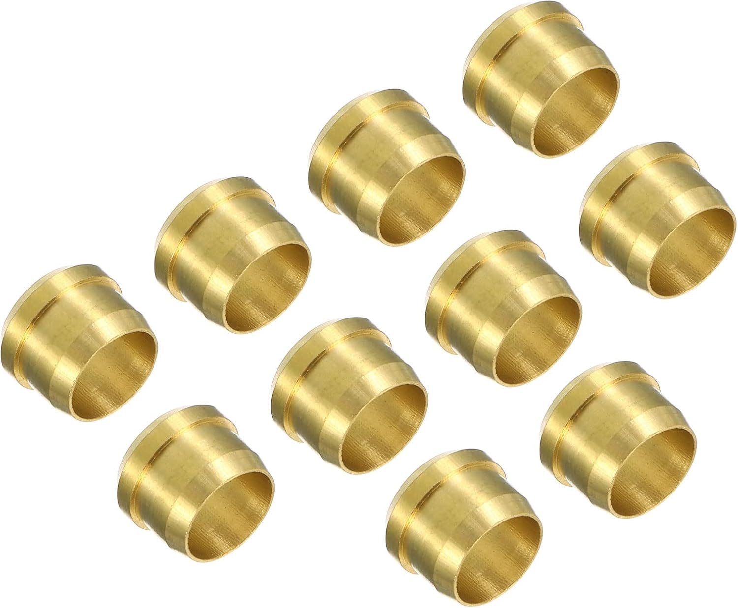 PATIKIL 8mm Tube OD Brass Compression Sleeves Ferrules 10 Pack Brass