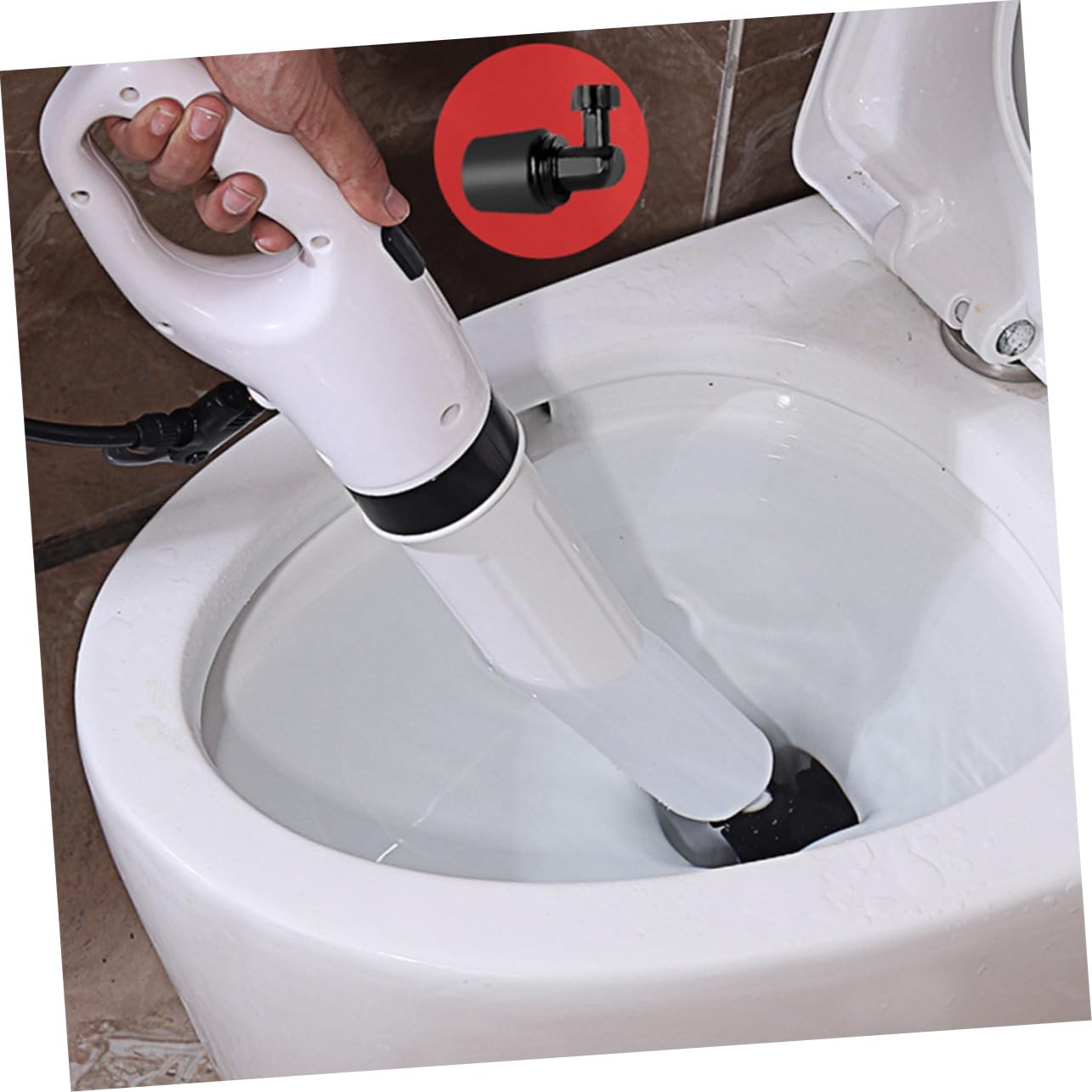 Ventouse de Toilette Poignée Ergonomique et Tête Rotative pour Déboucher