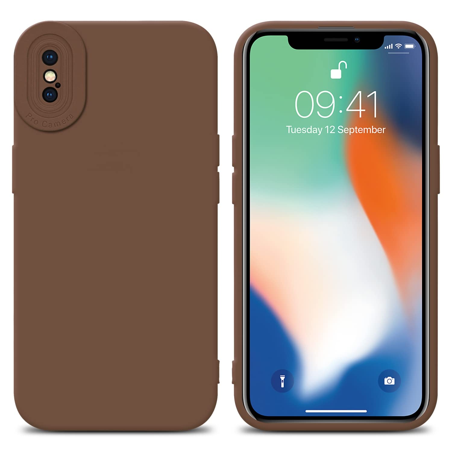 Cadorabo Custodia compatibile con Apple iPhone X/​XS in FLUID MARRONE - Coperchio protettivo in silicone TPU flessibile
