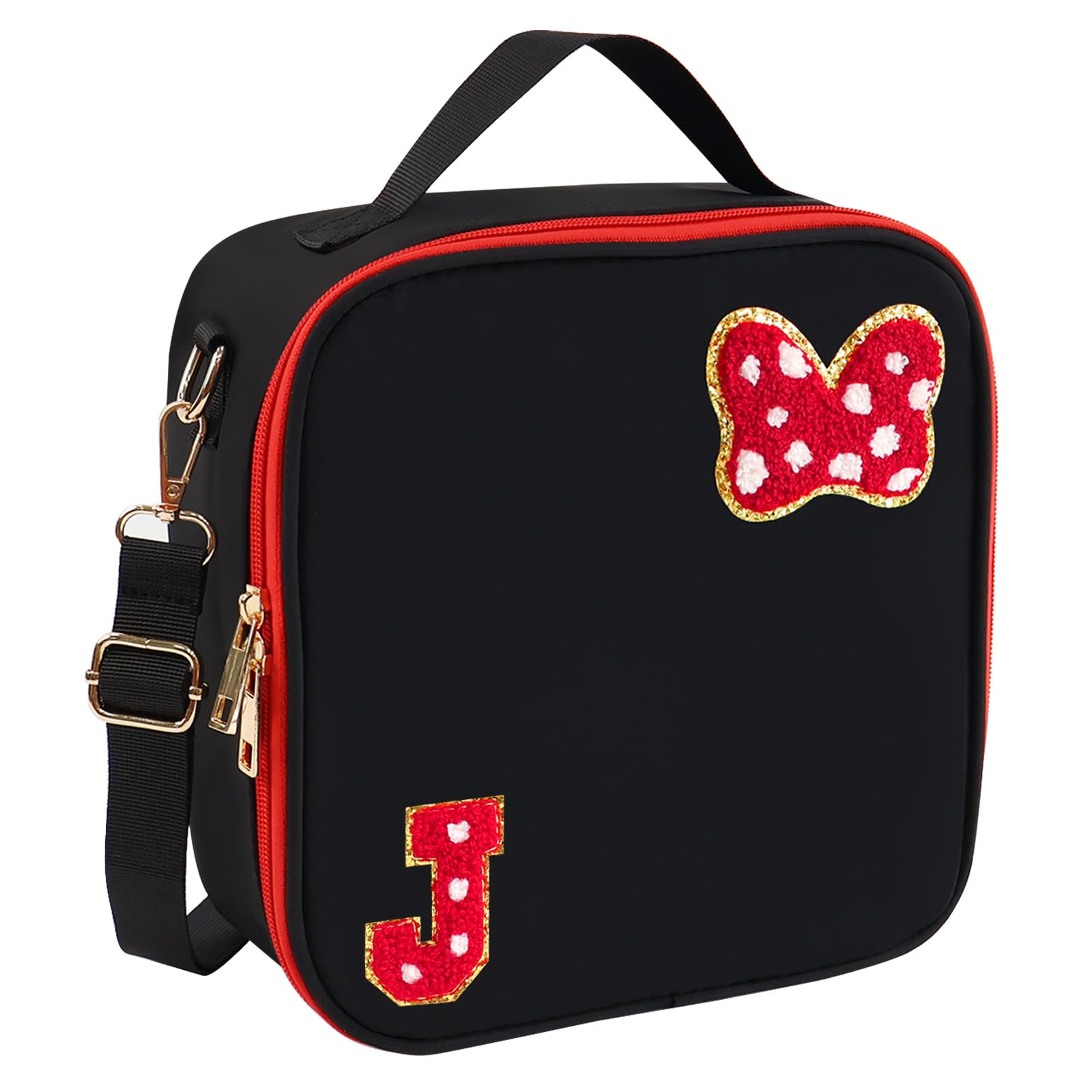 Preppy Initial Bow Mouse Lunch Bag, Kids Insulated Lunch Box Gifts for Teen Girls Daughter, Reusable Soft Lunch Containers Crossbody Cooler Bag Must