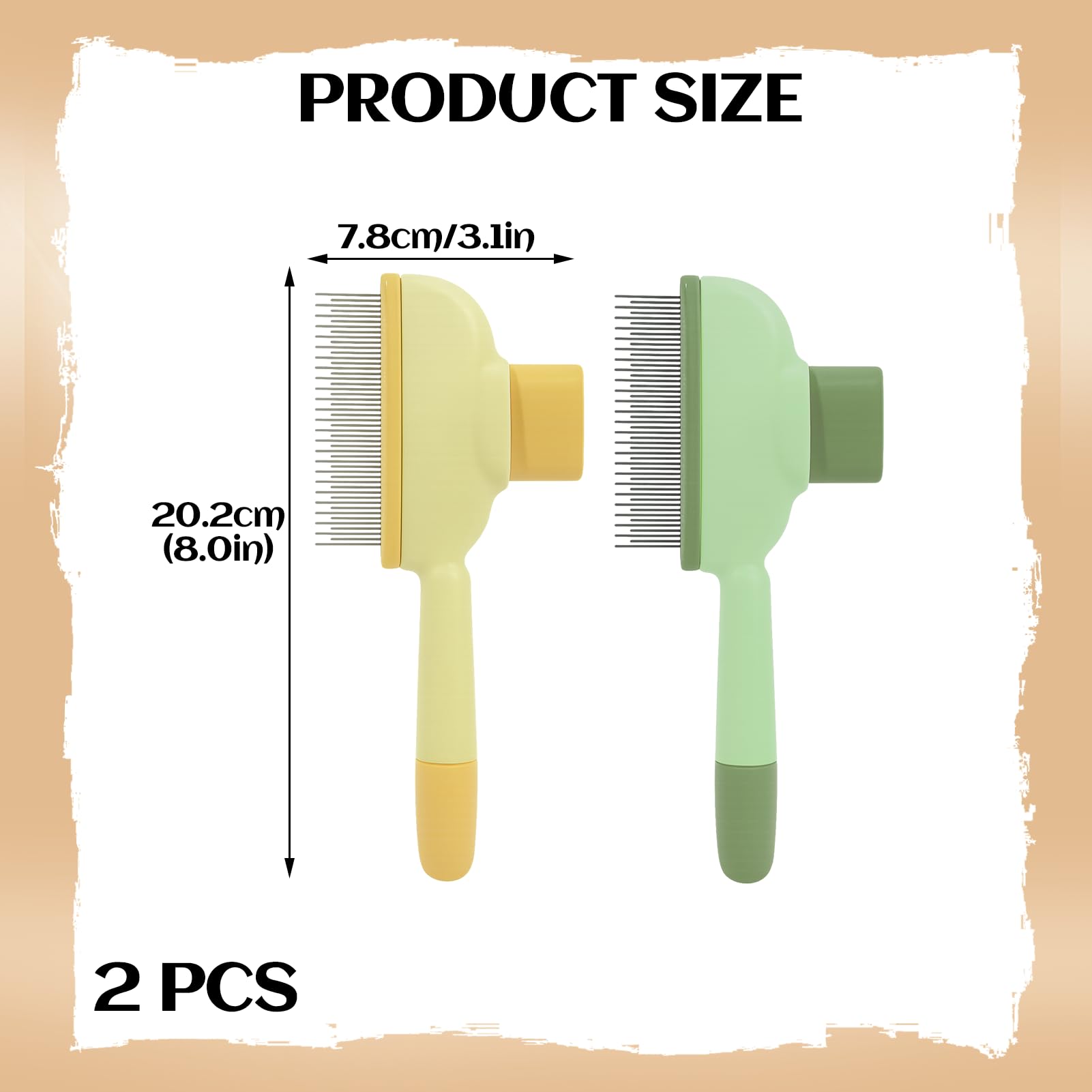 BONSELEM Lot de 2 brosses auto-nettoyantes pour chat et chien, bouton de déclenchement, toilettage sous-poil et puces, adaptée aux poils longs et courts