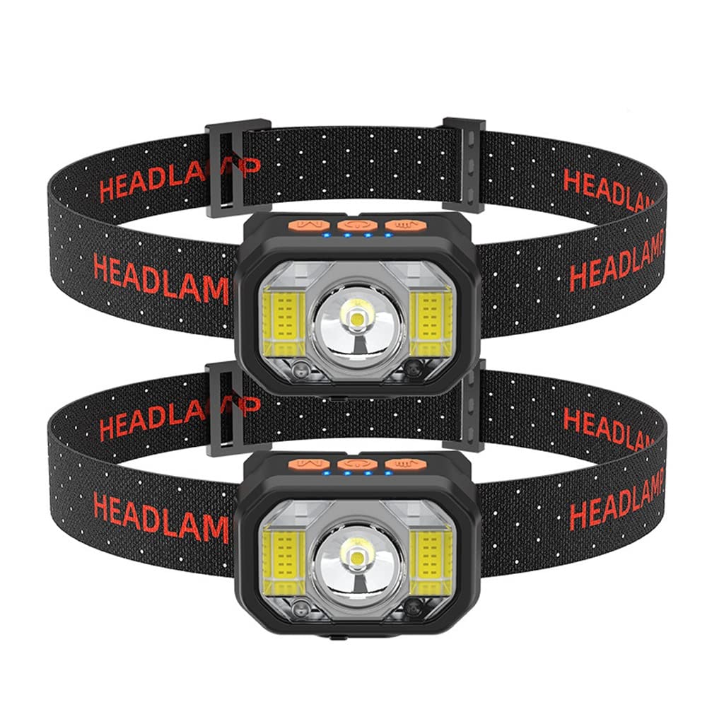 OYYMTE Led Induction Headlight Outdoor Head-Mounted Rechargeable Light Cob Strong Night Fishing (Two Packs)