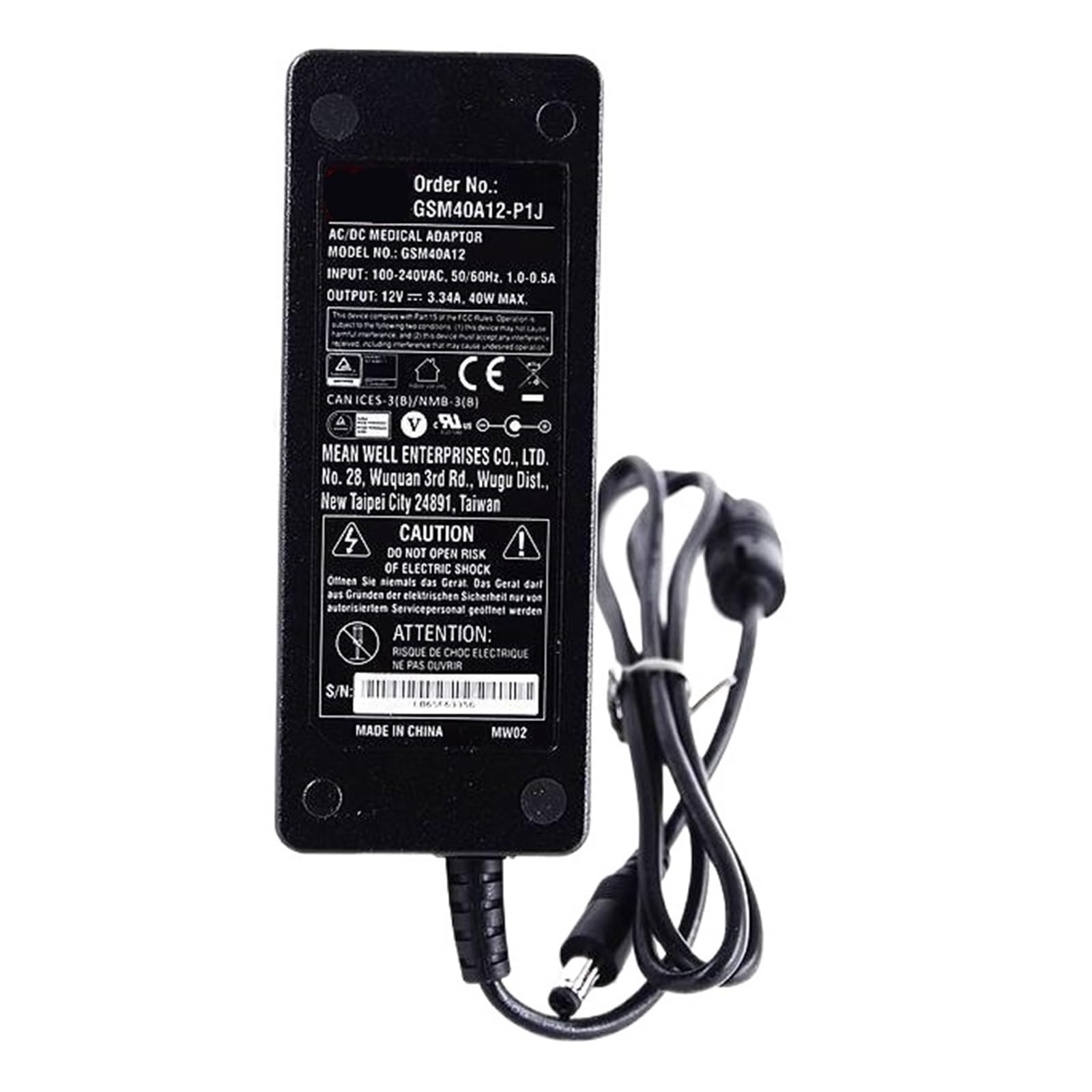 Adaptateur secteur 40W pour GSM40A12-P1J bloc alimentation