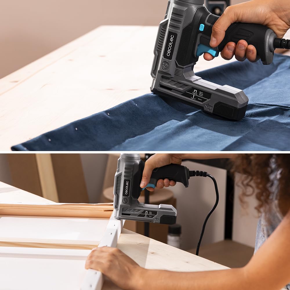 Cecotec Agrafeuse Électrique avec Câble FastTacker 400 Power, 70W, Câble de 3m, Compatible avec Différentes Tailles d'Agrafes et de Clous, Inclut 2000 Agrafes (2 Tailles), 1000 Clous, Sac de Transport