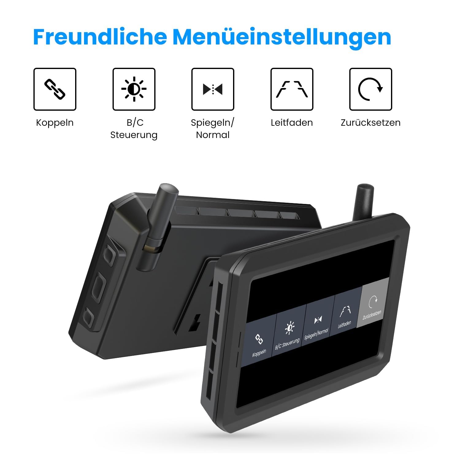 AUTO-VOX W7 5" LCD Kabellos Digital Rückfahrkamera Set, IP68 Wasserdicht Nachtsicht