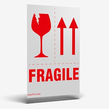 Kenco 3" X 5" Fragile with Red Arrows Safe Handling Stickers for Shipping and Packing - 500 Adhesive Labels Per Roll