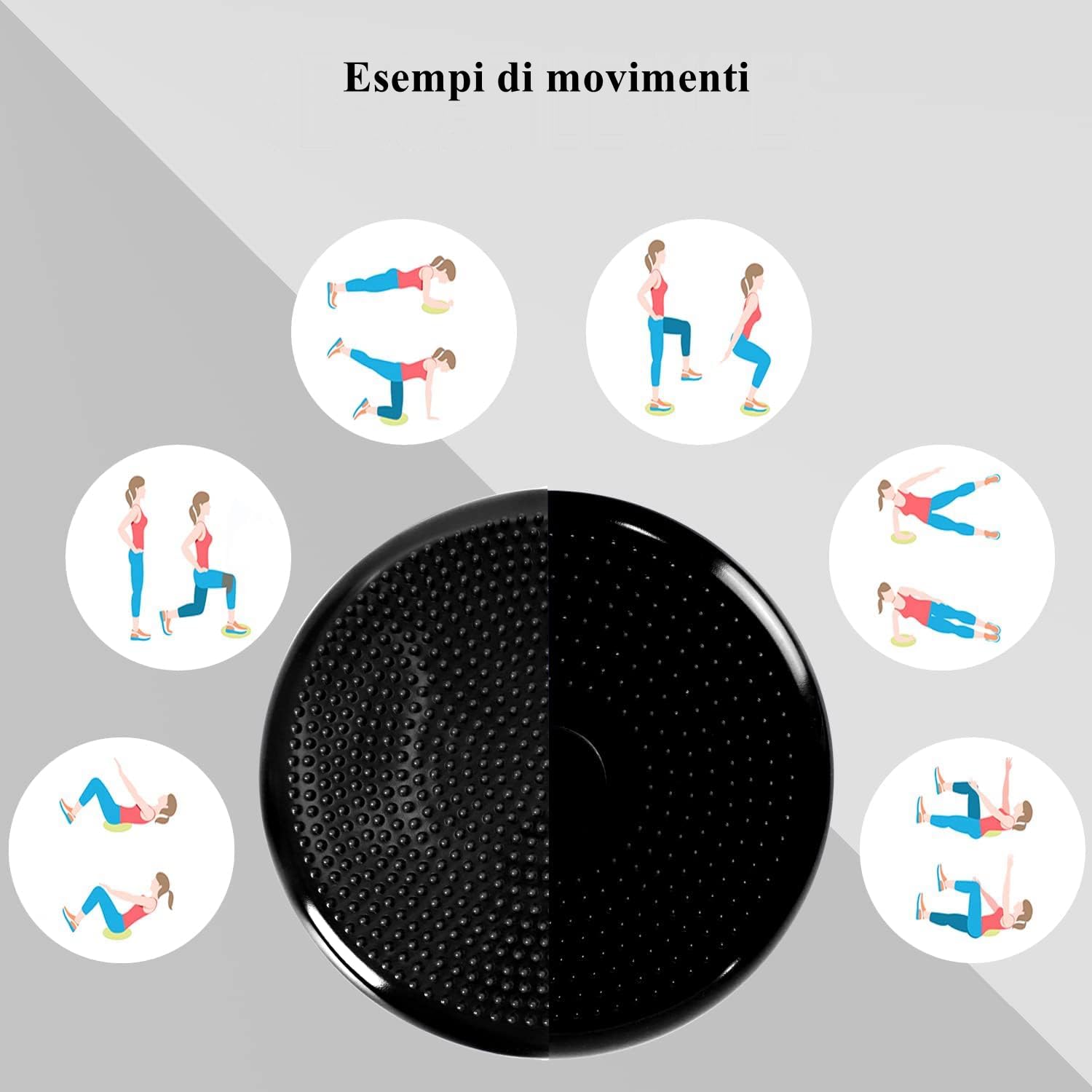 34cm Cuscino Gonfiabile con Pompa a Mano, Cuscino di Equilibrio (Extra Spesso), Disco di Bilanciamento per Adulti, Bambini, Fitness, Pilates e Riabilitazione